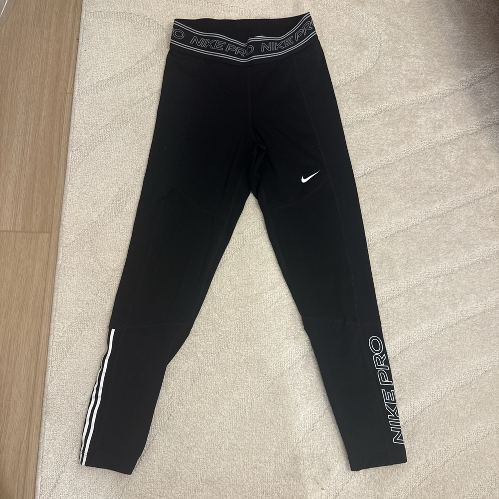 Nike Kids Black Leggings with White Accents